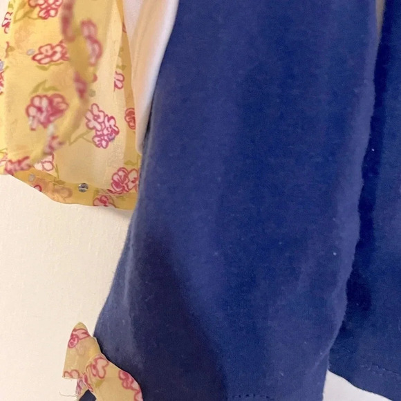 Little Las 2 piece Fancy set blouse and pants Yellow/Blue with Daisy Ruffles - Picture 13 of 15